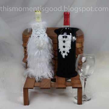 Loom Knit Wine Bottle Cover Pattern Bride & Groom! (2) PATTERNS included. Great Bridal Shower Gift To Make! PATTERN ONLY!!! Loom Knit Wine Bottle Cover Pattern Bride & Groom! (2) PATTERNS included. Great Bridal Shower Gift To Make! PATTERN ONLY!!!
